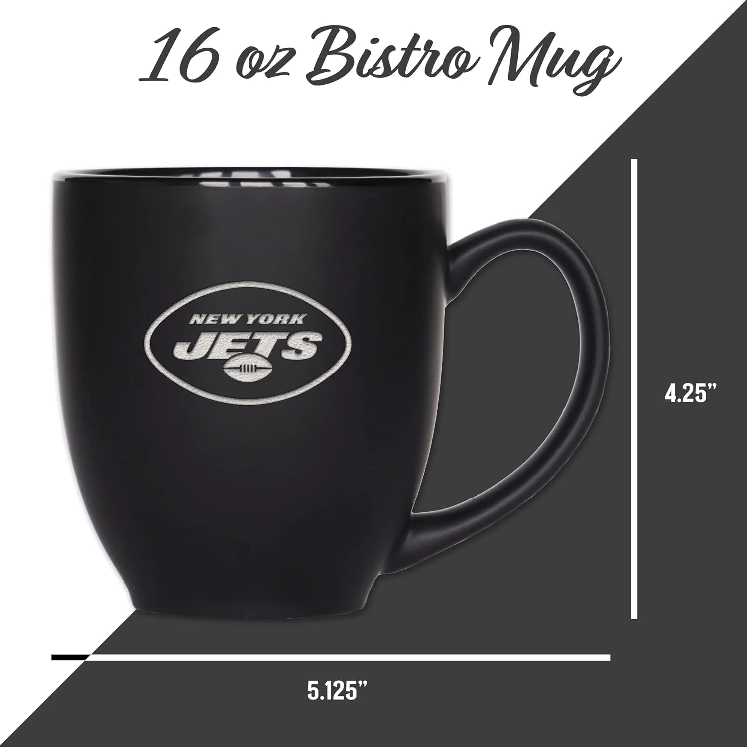 Rico Industries NFL Football 15oz Matte Black Bistro Mug - For Hot or Cold Drinks - Team Logo Etched For Unique Feel