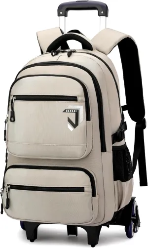 Rolling Backpack for Boys Backpack with Wheels Roller Laptop School Bag Trolley Bookbag