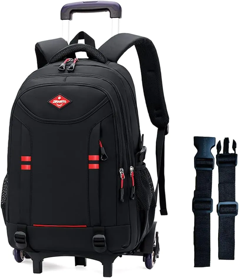 Rolling Backpack for Boys Elementary School Bag with Wheels Travel Trolley Bag 2 wheels and 6 wheels