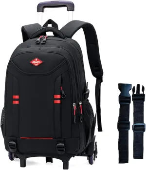 Rolling Backpack for Boys Elementary School Bag with Wheels Travel Trolley Bag 2 wheels and 6 wheels