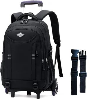 Rolling Backpack for Boys Elementary School Bag with Wheels Travel Trolley Bag 2 wheels and 6 wheels
