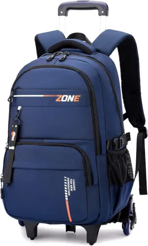 Rolling Backpack for Boys Trolley Bookbag with Wheels for Teens Wheeled Luggage Laptop Backpack