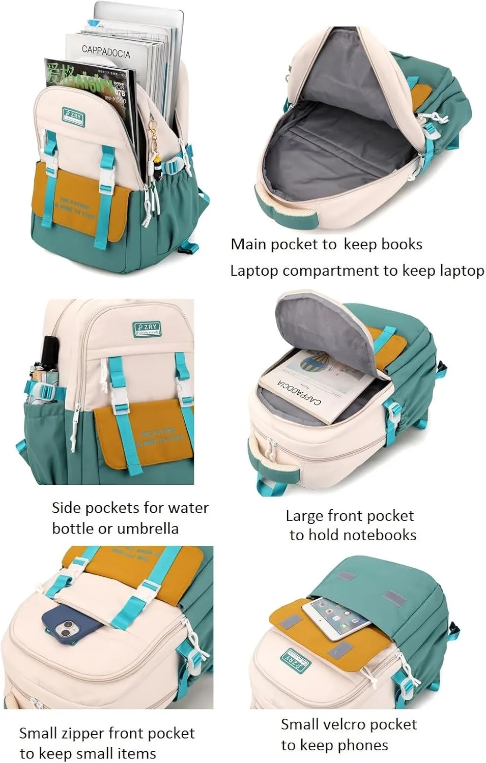 Rolling Backpack for Girls Backpack with Wheels for Adults Roller Bookbag Wheeled Bag Trolley School Bag Green