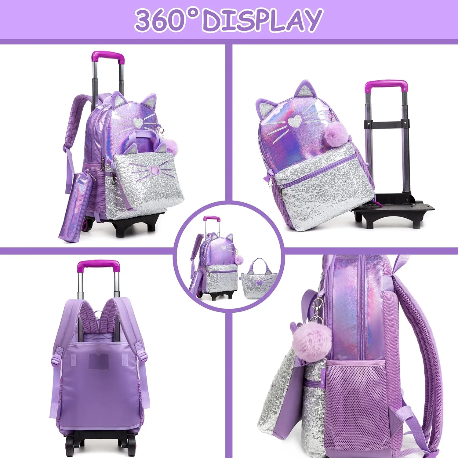 Rolling Backpack with Wheels for Kids, School & Travel