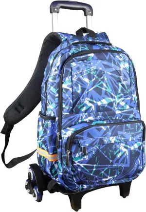 Rolling Backpack with Wheels Trolley Bag Wheeled Backpack for Boy and Girl, Backpack on Wheels for School, Travel (Blue Strips)