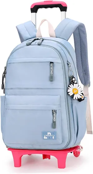 Rolling Backpack,Backpack with Wheels,Kids Roller Backpack for Girls Boys Travel Bag on Wheels Kids Trolley School Bag,Blue