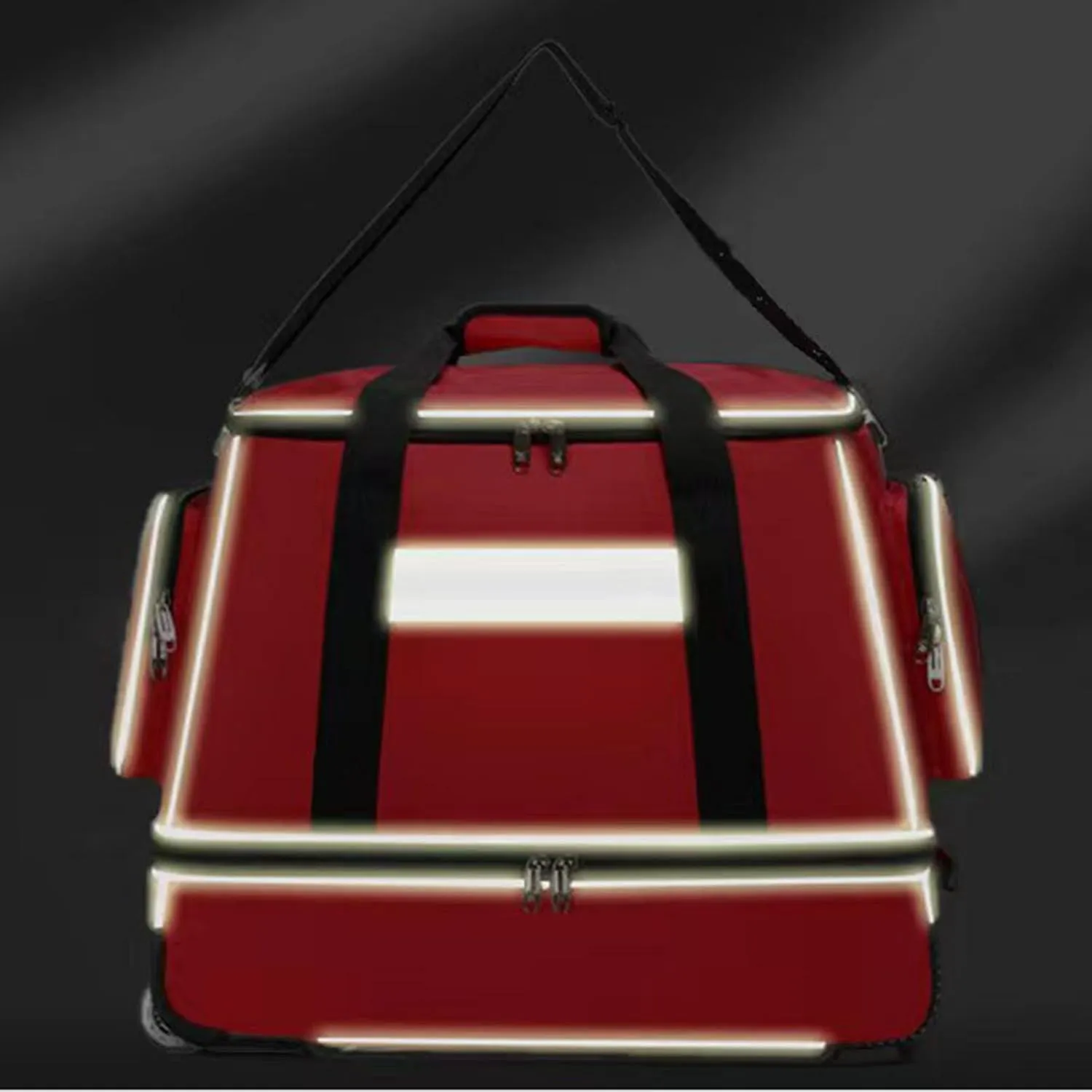 Rolling Roller Bag Trolley EMT Bag Empty for First Aid Responder Home Health Care Nursing Student Roll Duffle Bag Carry on with Wheels(Red)