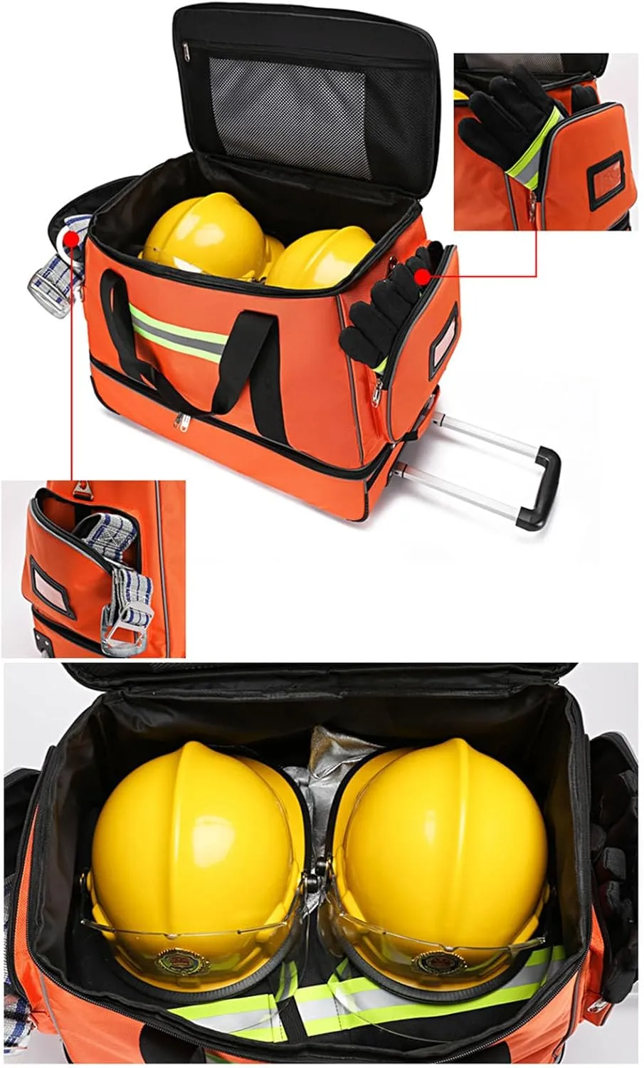 Rolling Roller Bag Trolley EMT Bag Empty for First Aid Responder Home Health Care Nursing Student Roll Duffle Bag Carry on with Wheels(Red)