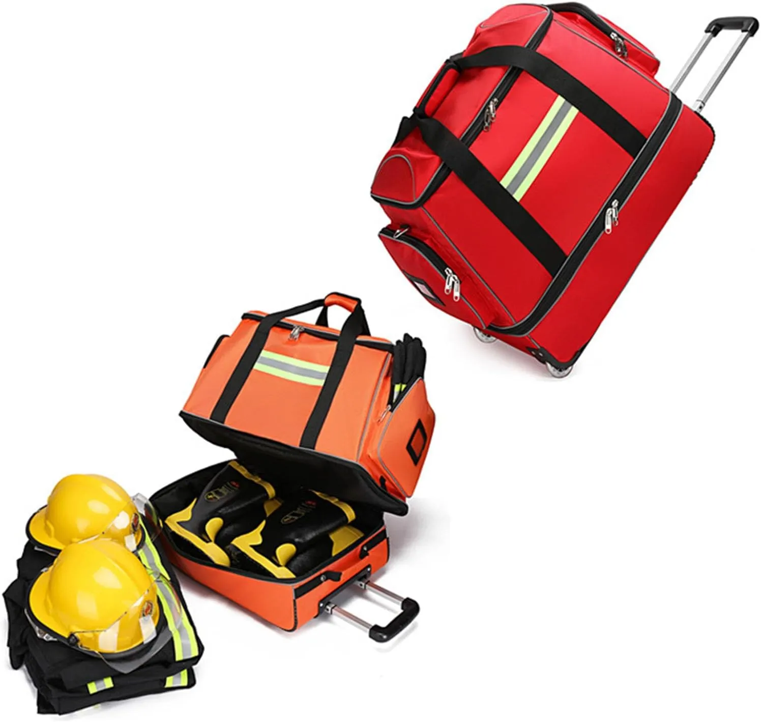 Rolling Roller Bag Trolley EMT Bag Empty for First Aid Responder Home Health Care Nursing Student Roll Duffle Bag Carry on with Wheels(Red)