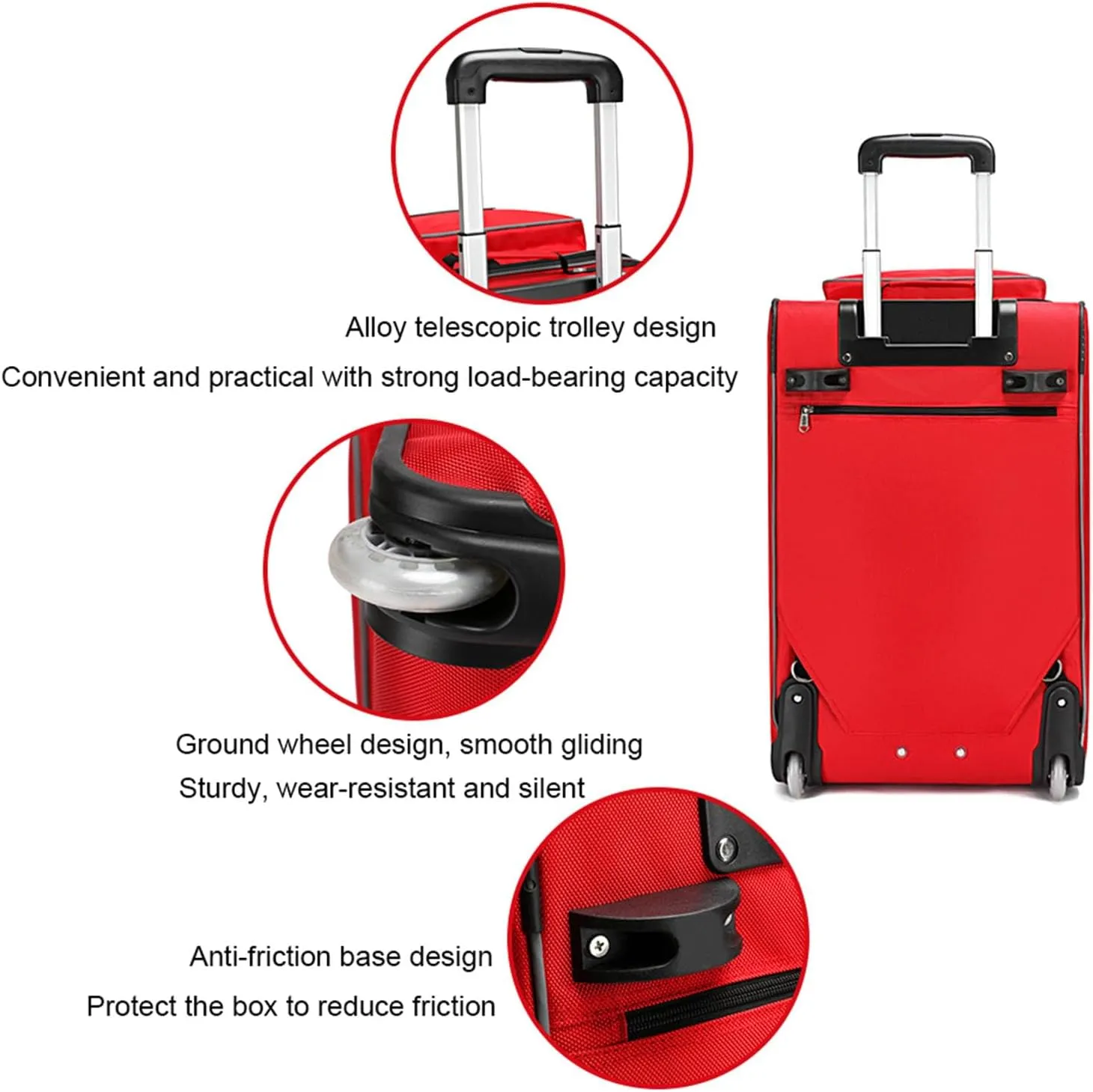 Rolling Roller Bag Trolley EMT Bag Empty for First Aid Responder Home Health Care Nursing Student Roll Duffle Bag Carry on with Wheels(Red)