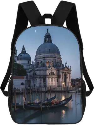 Roman Catholic Santa Maria Salute Venice Italy Travel Laptop Backpack 17 Inch Lightweight Computer Bag Daypack for Men Women