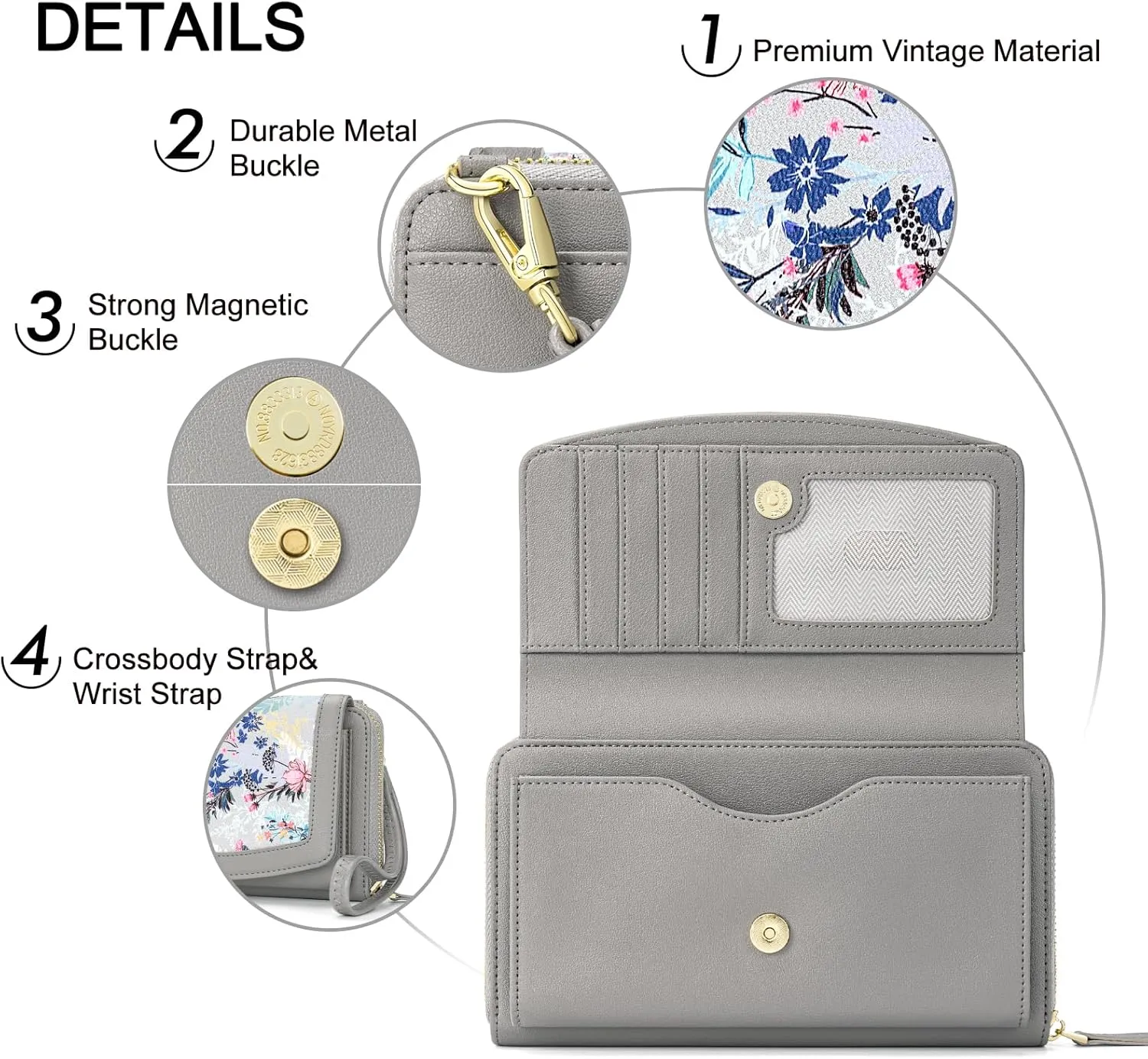 RONSIN Purse Wallet Anti Theft and RFID Blocking Small Leather Wallet Clutch Purses for Women