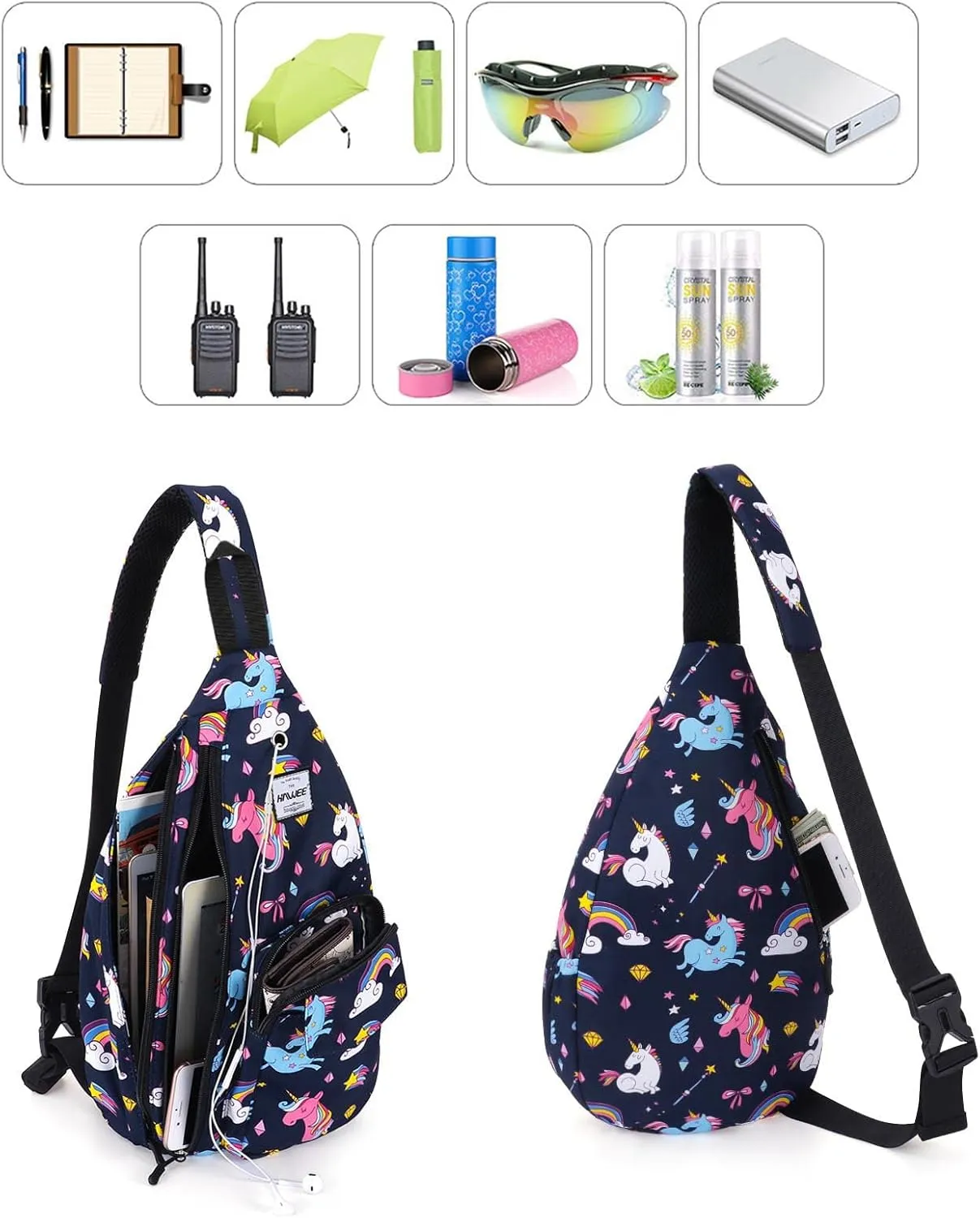 Rope Sling Bag for Women Men Casual Cross Body Daypack Backpack Adjustable Strap Water Repellent for Travel/Sport