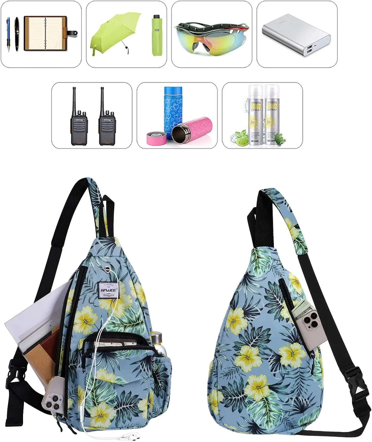 Rope Sling Bag for Women Men Casual Cross Body Daypack Backpack Adjustable Strap Water Repellent for Travel/Sport