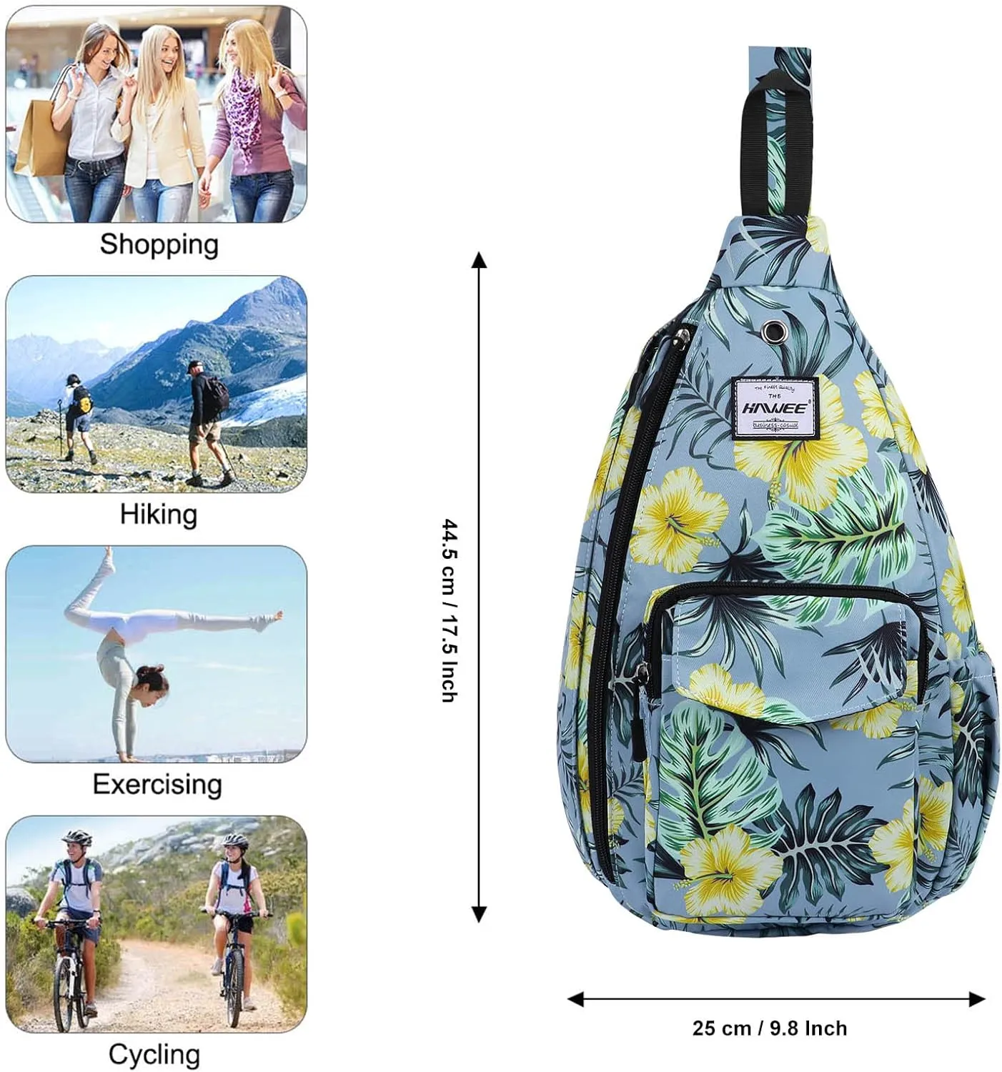 Rope Sling Bag for Women Men Casual Cross Body Daypack Backpack Adjustable Strap Water Repellent for Travel/Sport