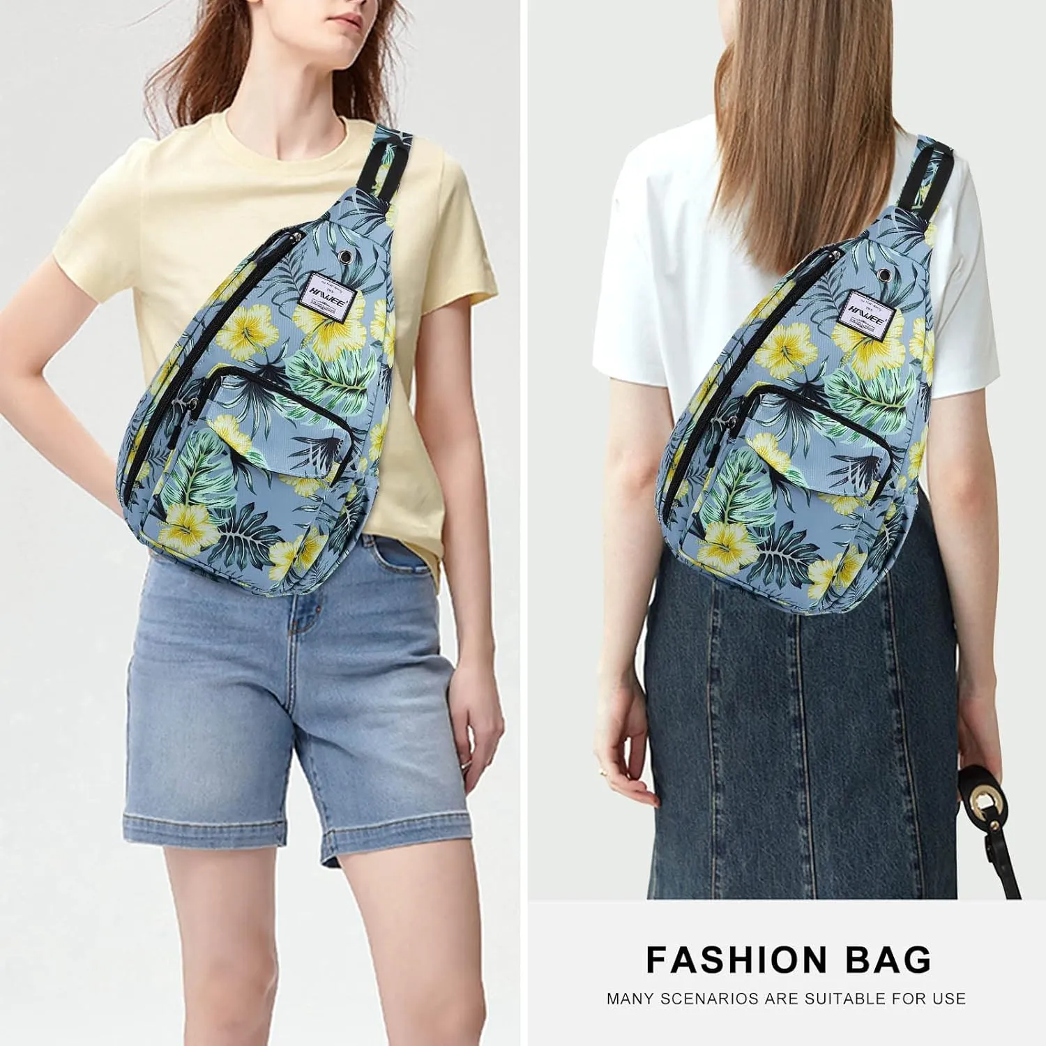 Rope Sling Bag for Women Men Casual Cross Body Daypack Backpack Adjustable Strap Water Repellent for Travel/Sport