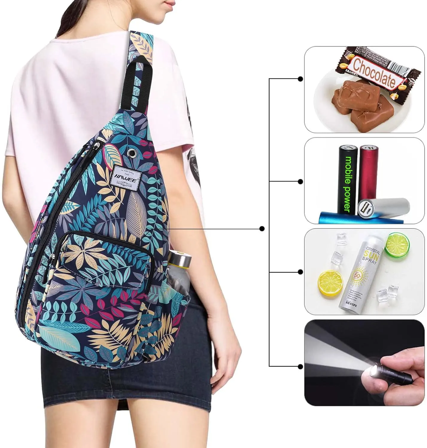 Rope Sling Bag for Women Men Casual Cross Body Daypack Backpack Adjustable Strap Water Repellent for Travel/Sport