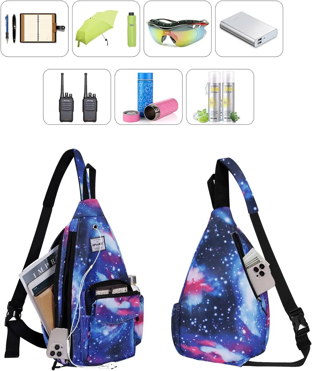 Rope Sling Bag for Women Men Casual Cross Body Daypack Backpack Adjustable Strap Water Repellent for Travel/Sport