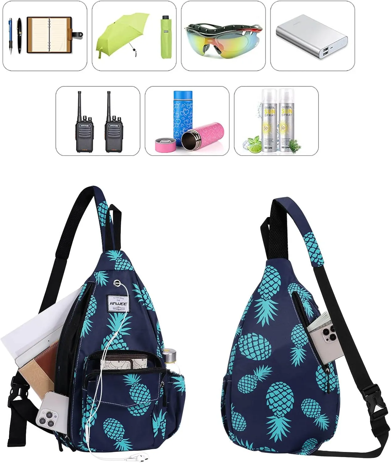 Rope Sling Bag for Women Men Casual Cross Body Daypack Backpack Adjustable Strap Water Repellent for Travel/Sport
