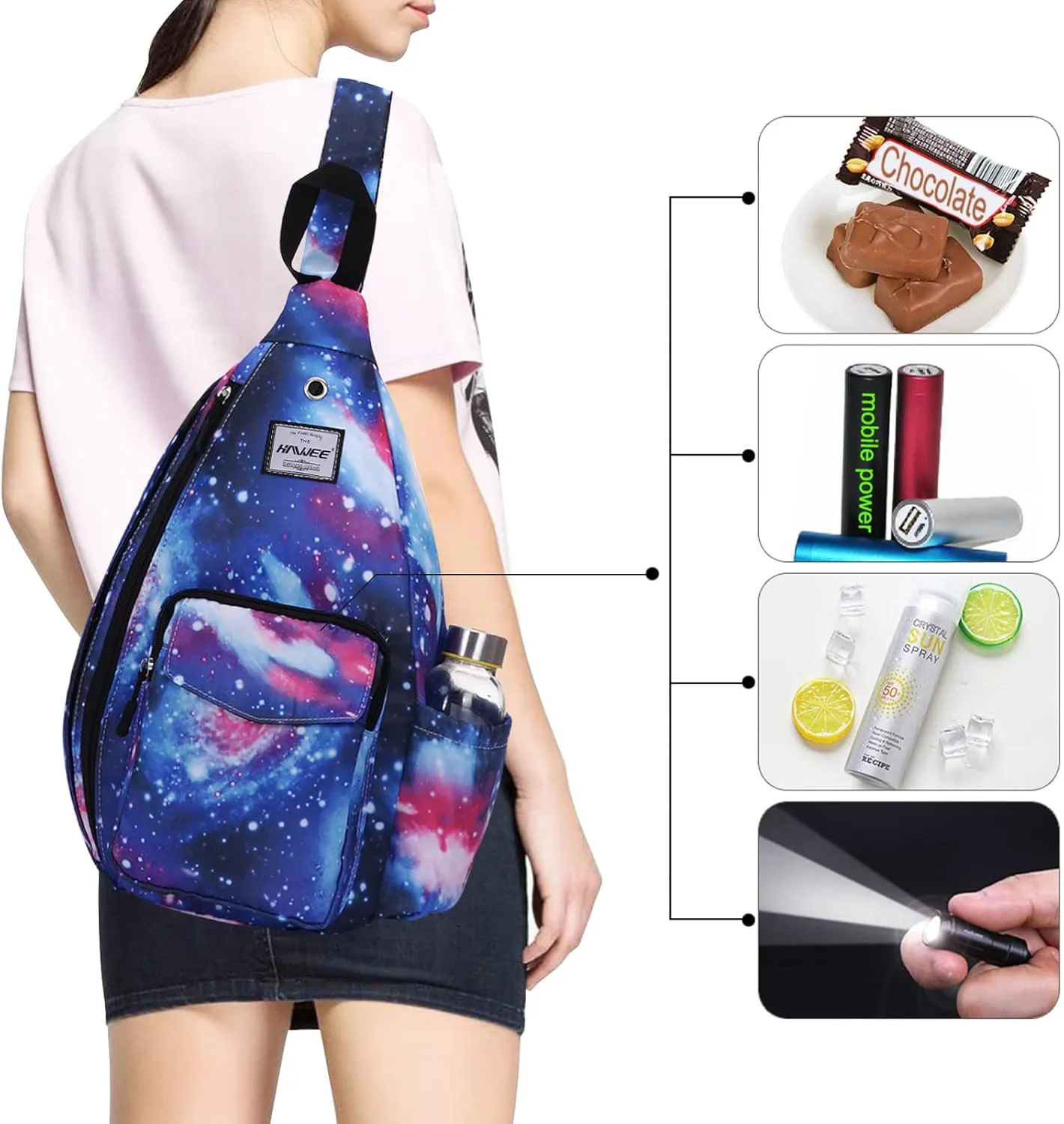 Rope Sling Bag for Women Men Casual Cross Body Daypack Backpack Adjustable Strap Water Repellent for Travel/Sport