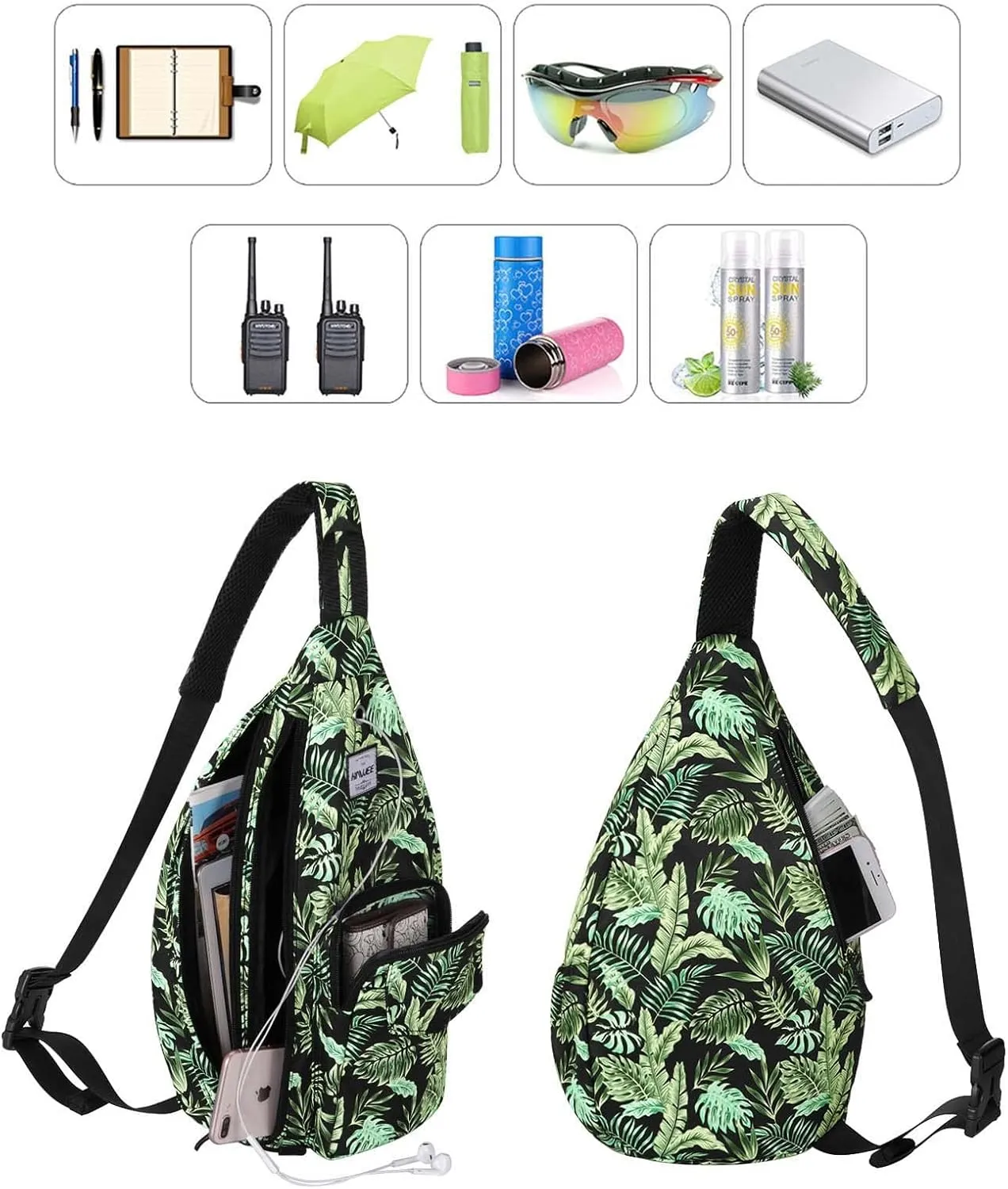 Rope Sling Bag for Women Men Casual Cross Body Daypack Backpack Adjustable Strap Water Repellent for Travel/Sport