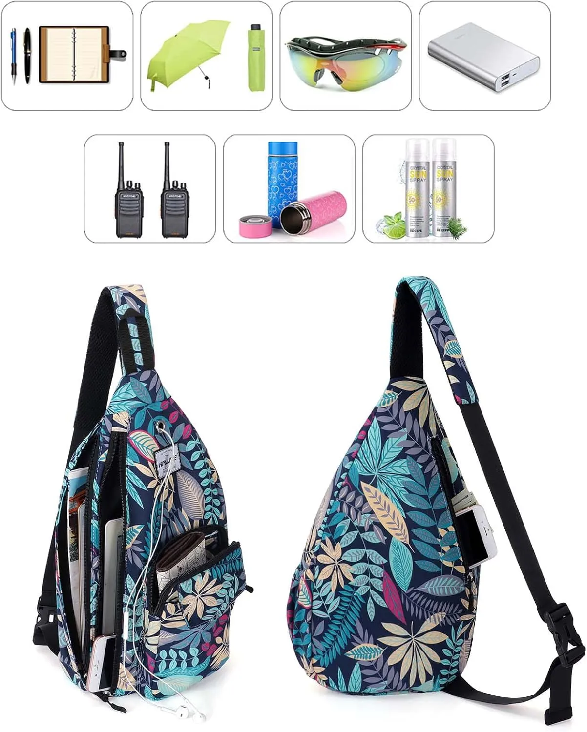 Rope Sling Bag for Women Men Casual Cross Body Daypack Backpack Adjustable Strap Water Repellent for Travel/Sport