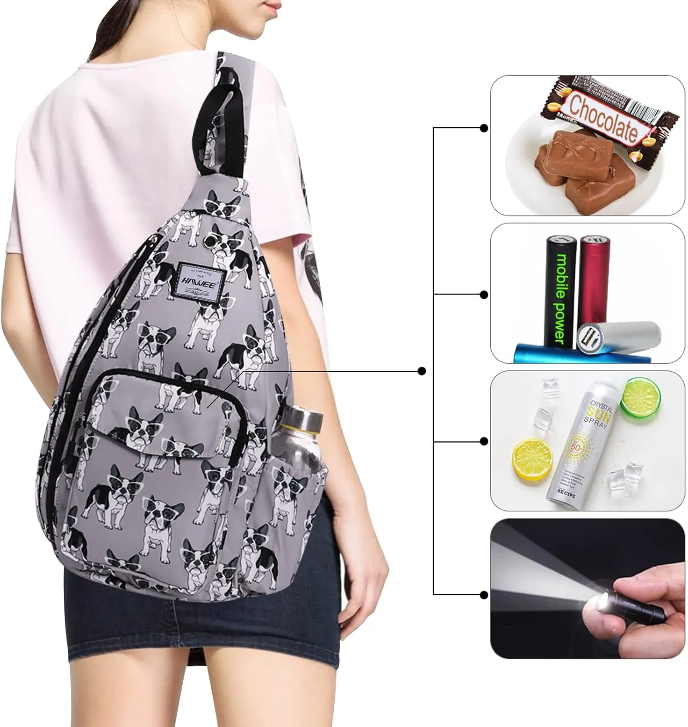 Rope Sling Bag for Women Men Casual Cross Body Daypack Backpack Adjustable Strap Water Repellent for Travel/Sport