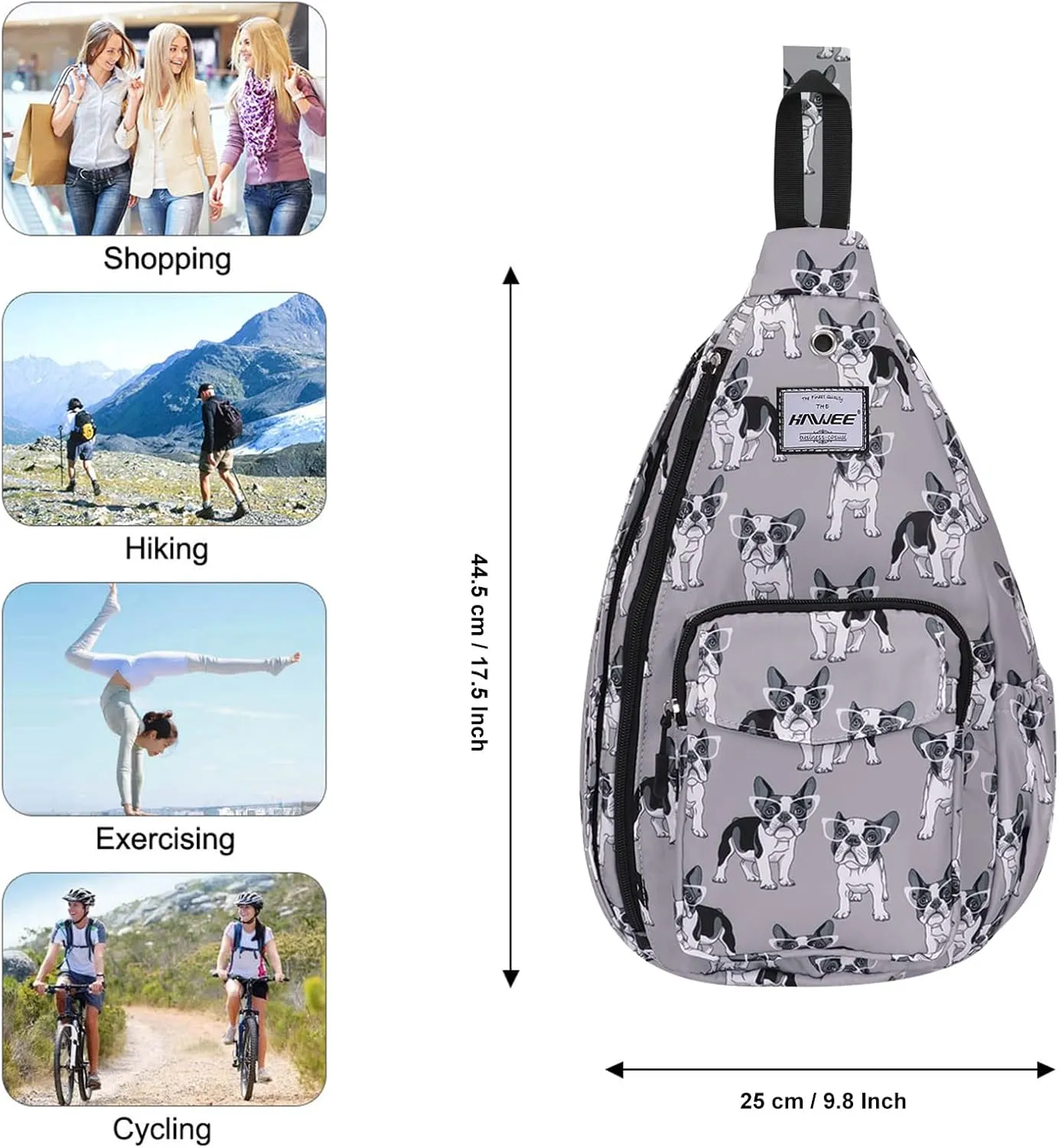 Rope Sling Bag for Women Men Casual Cross Body Daypack Backpack Adjustable Strap Water Repellent for Travel/Sport