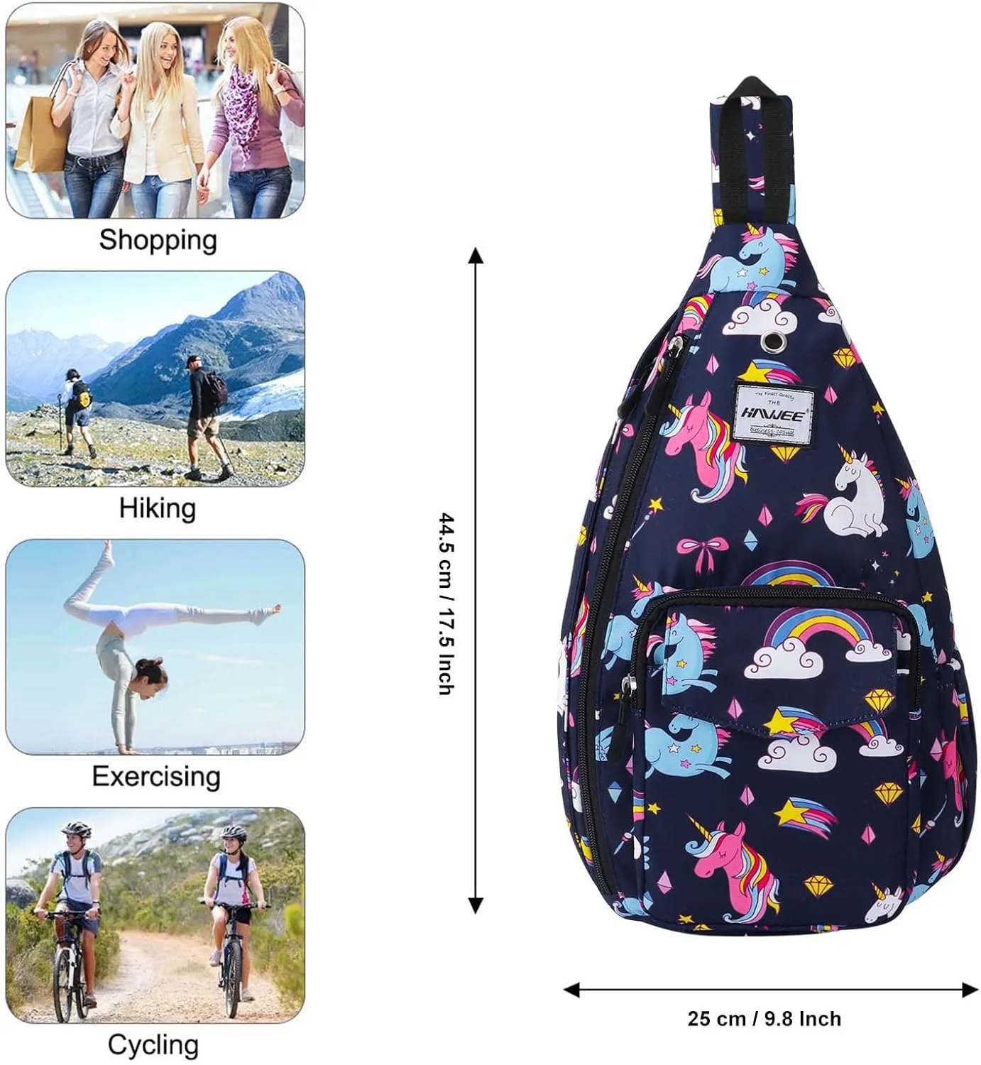 Rope Sling Bag for Women Men Casual Cross Body Daypack Backpack Adjustable Strap Water Repellent for Travel/Sport
