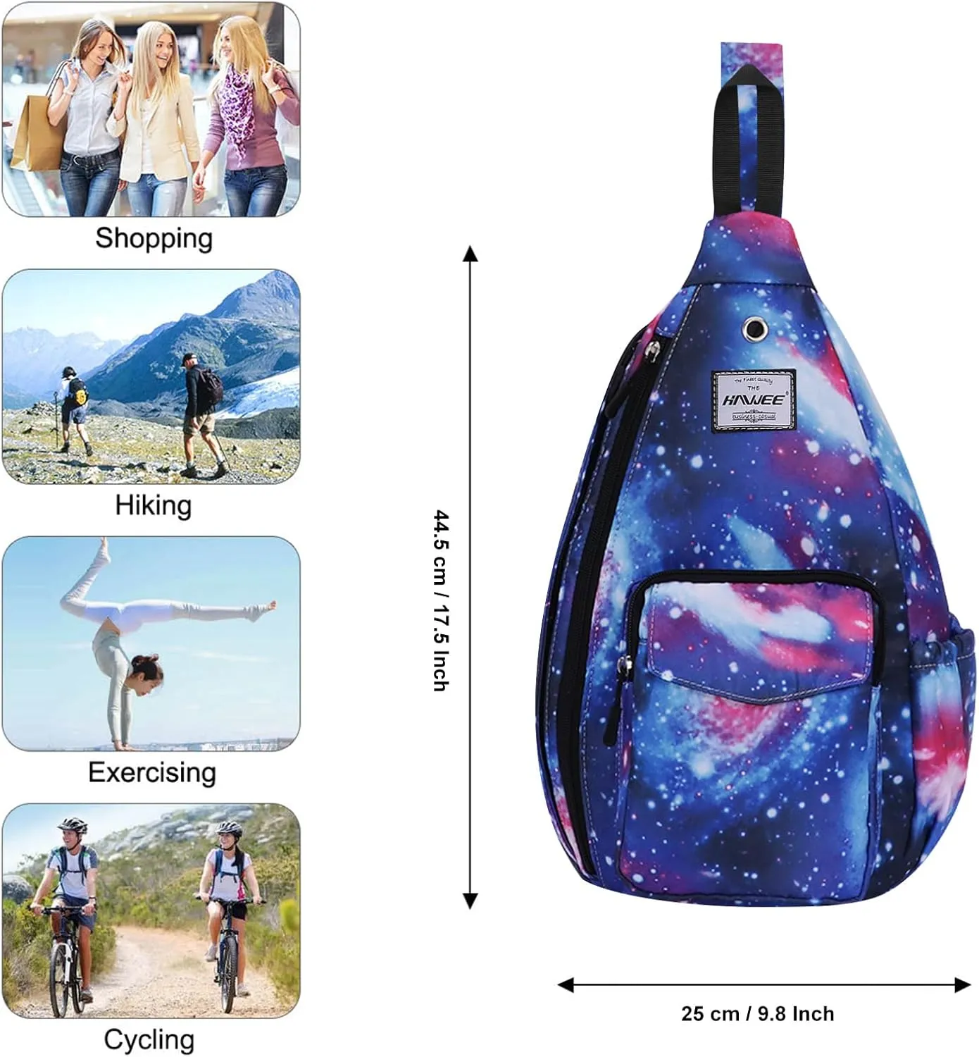 Rope Sling Bag for Women Men Casual Cross Body Daypack Backpack Adjustable Strap Water Repellent for Travel/Sport