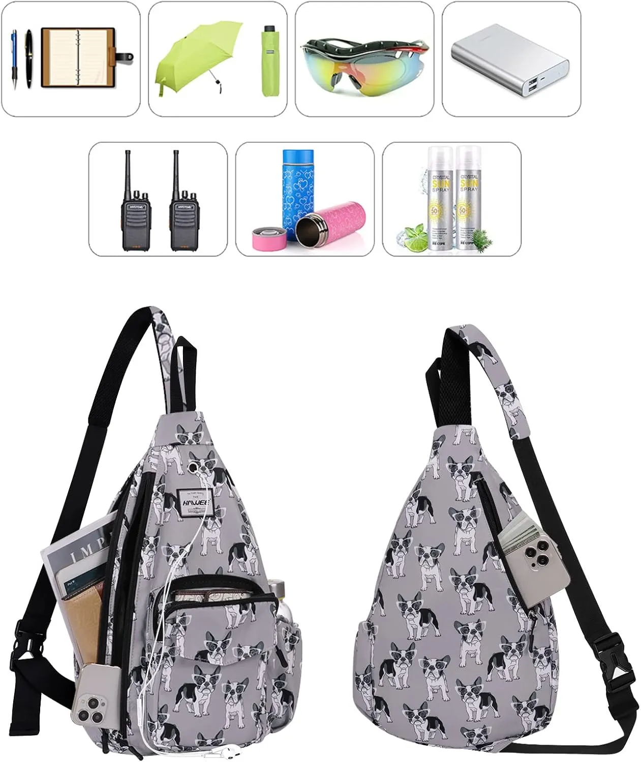 Rope Sling Bag for Women Men Casual Cross Body Daypack Backpack Adjustable Strap Water Repellent for Travel/Sport