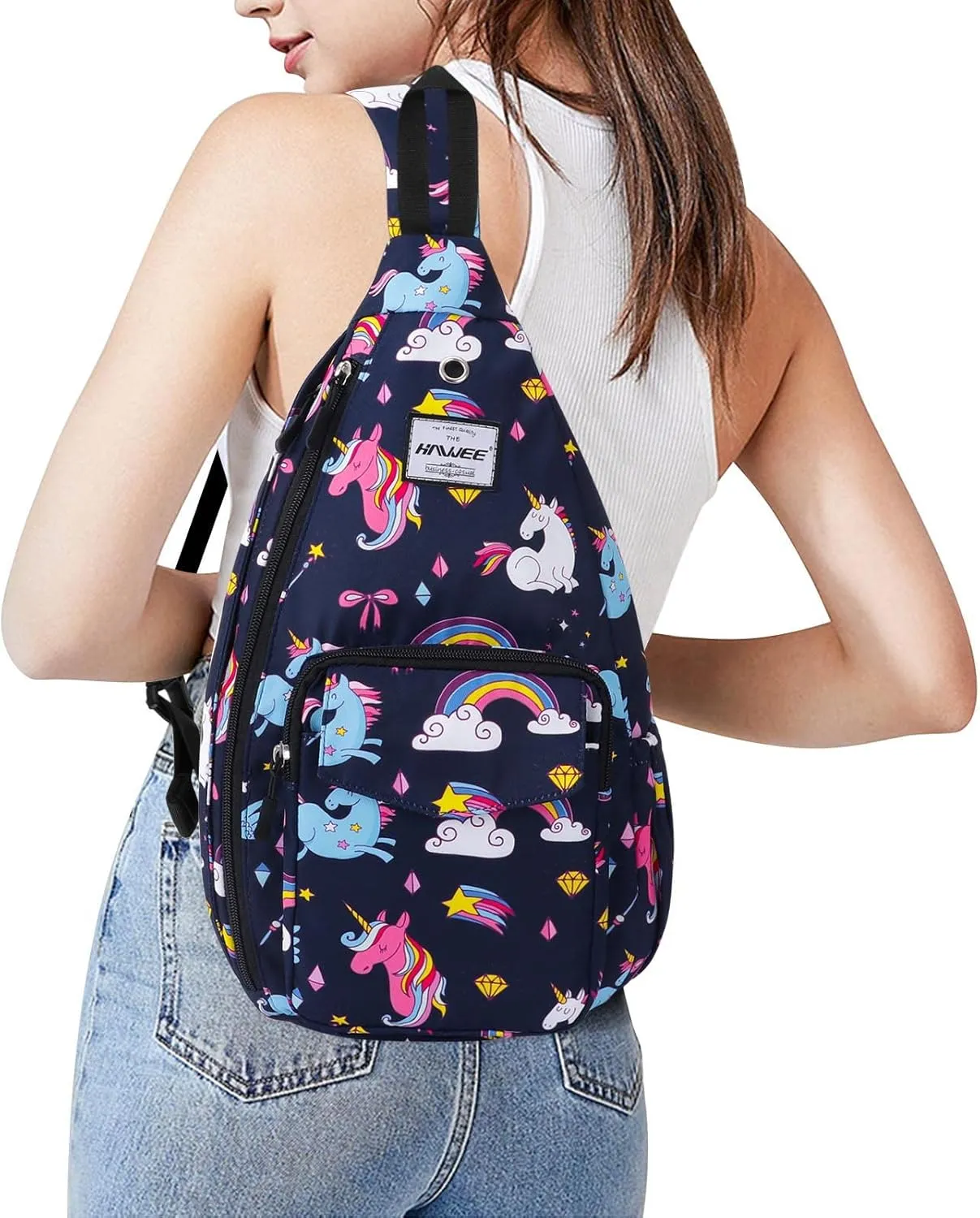 Rope Sling Bag for Women Men Casual Cross Body Daypack Backpack Adjustable Strap Water Repellent for Travel/Sport
