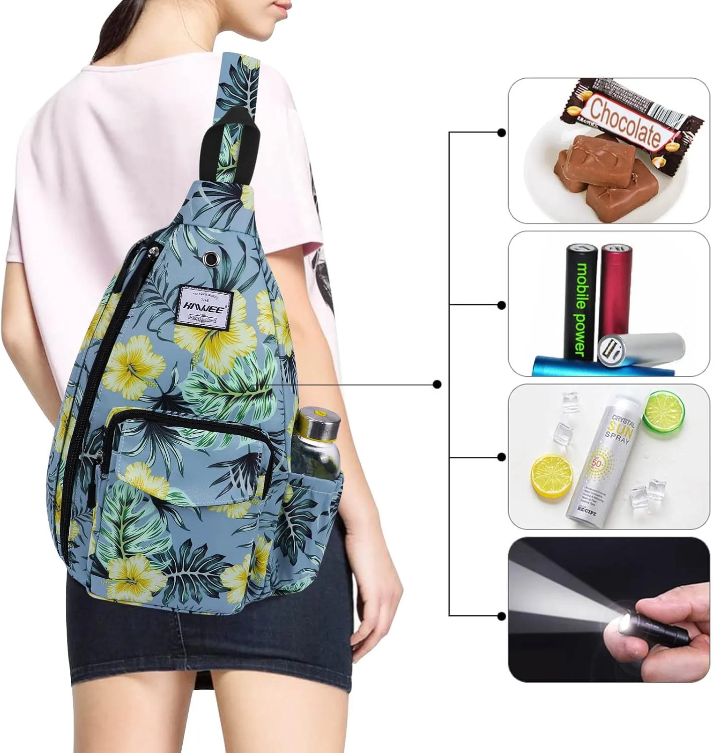 Rope Sling Bag for Women Men Casual Cross Body Daypack Backpack Adjustable Strap Water Repellent for Travel/Sport