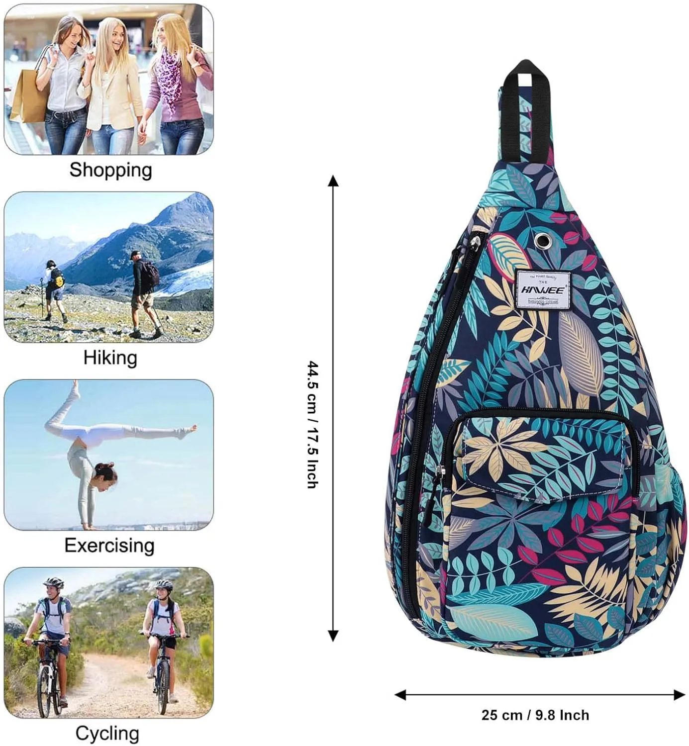 Rope Sling Bag for Women Men Casual Cross Body Daypack Backpack Adjustable Strap Water Repellent for Travel/Sport