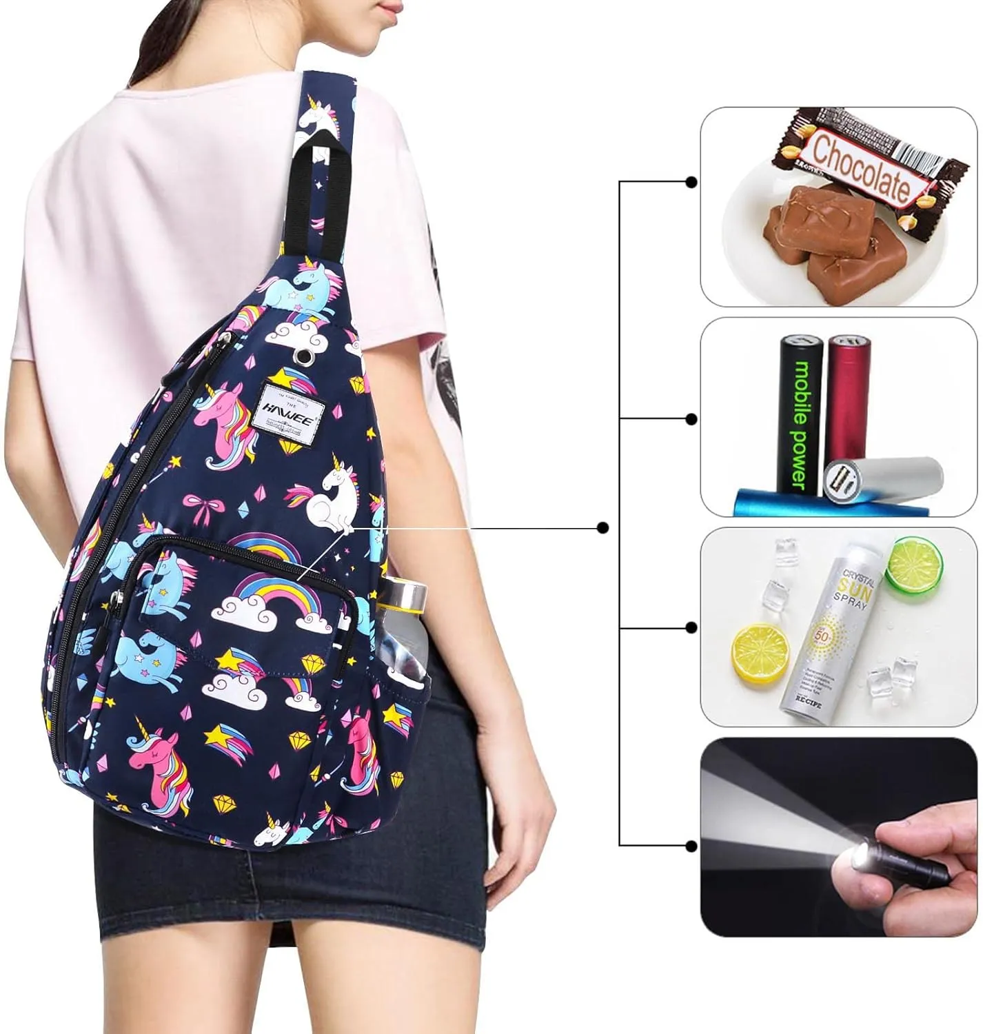 Rope Sling Bag for Women Men Casual Cross Body Daypack Backpack Adjustable Strap Water Repellent for Travel/Sport