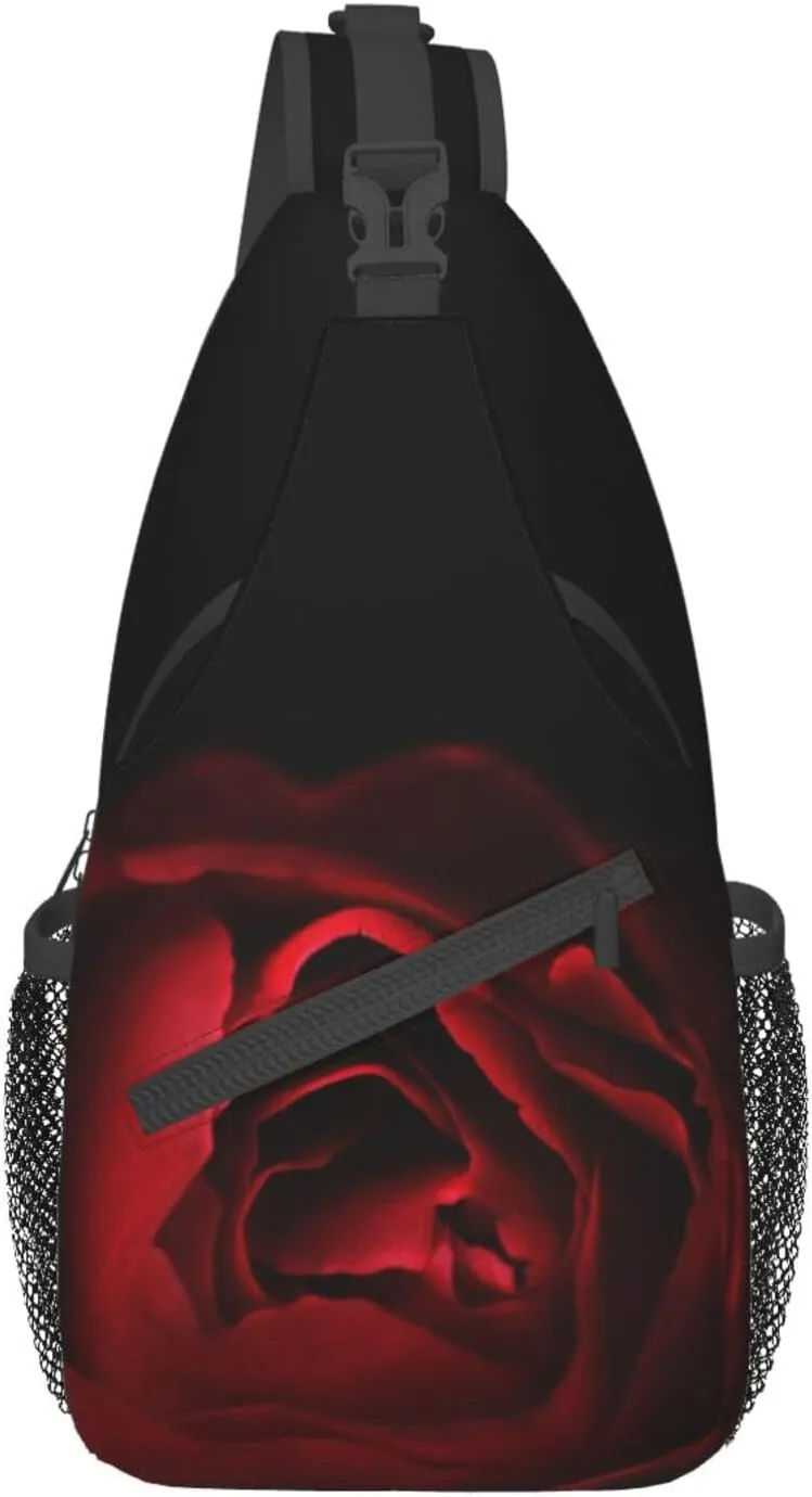 Rose Shoulder Bag Flower Sling Backpack Daypack Casual Cute Hiking Bag Womens Backpack Bag for Outdoor