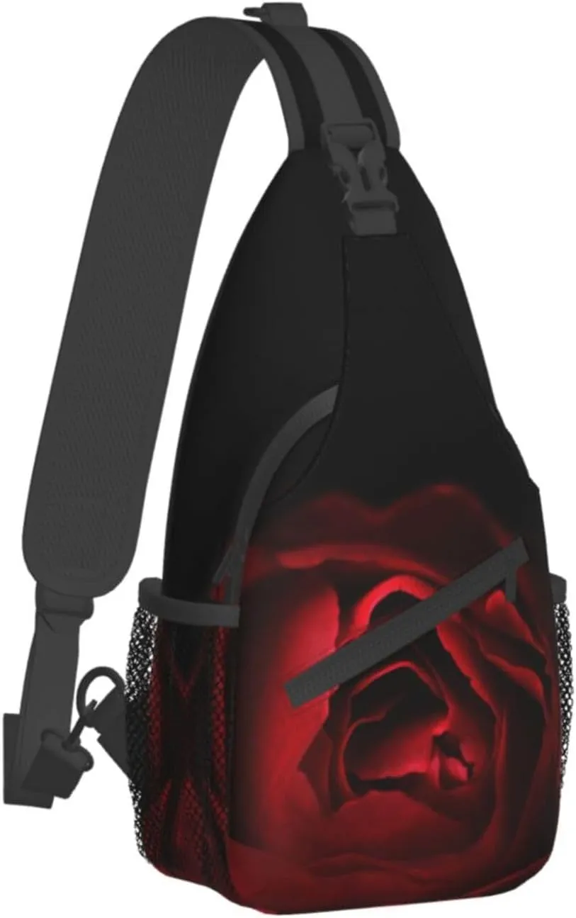 Rose Shoulder Bag Flower Sling Backpack Daypack Casual Cute Hiking Bag Womens Backpack Bag for Outdoor