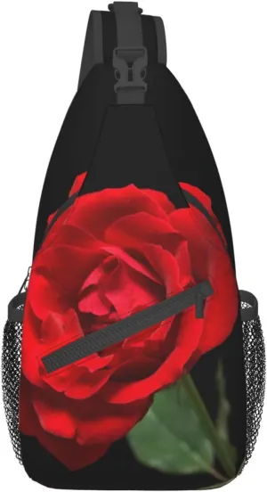 Rose Shoulder Bag Flower Sling Backpack Daypack Casual Cute Hiking Bag Womens Backpack Bag for Outdoor