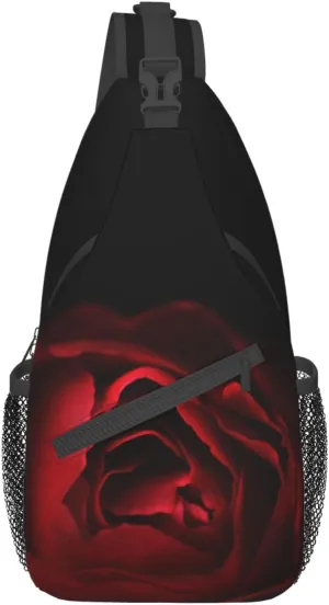 Rose Shoulder Bag Flower Sling Backpack Daypack Casual Cute Hiking Bag Womens Backpack Bag for Outdoor