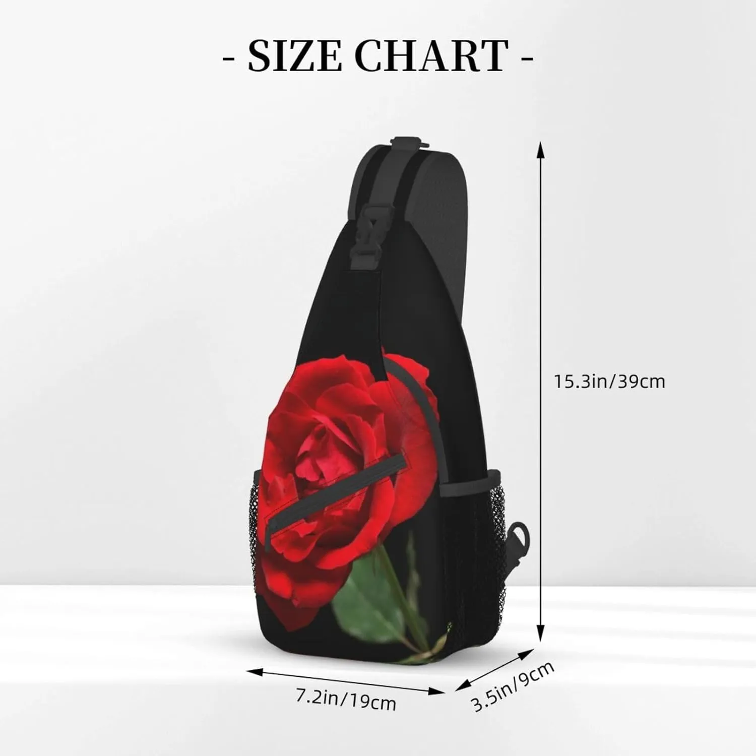 Rose Shoulder Bag Flower Sling Backpack Daypack Casual Cute Hiking Bag Womens Backpack Bag for Outdoor