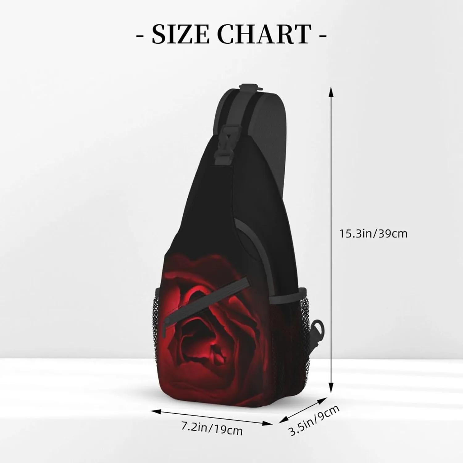 Rose Shoulder Bag Flower Sling Backpack Daypack Casual Cute Hiking Bag Womens Backpack Bag for Outdoor