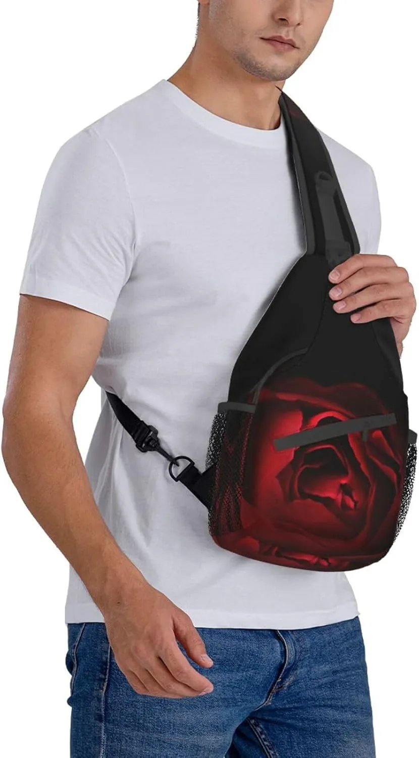 Rose Shoulder Bag Flower Sling Backpack Daypack Casual Cute Hiking Bag Womens Backpack Bag for Outdoor