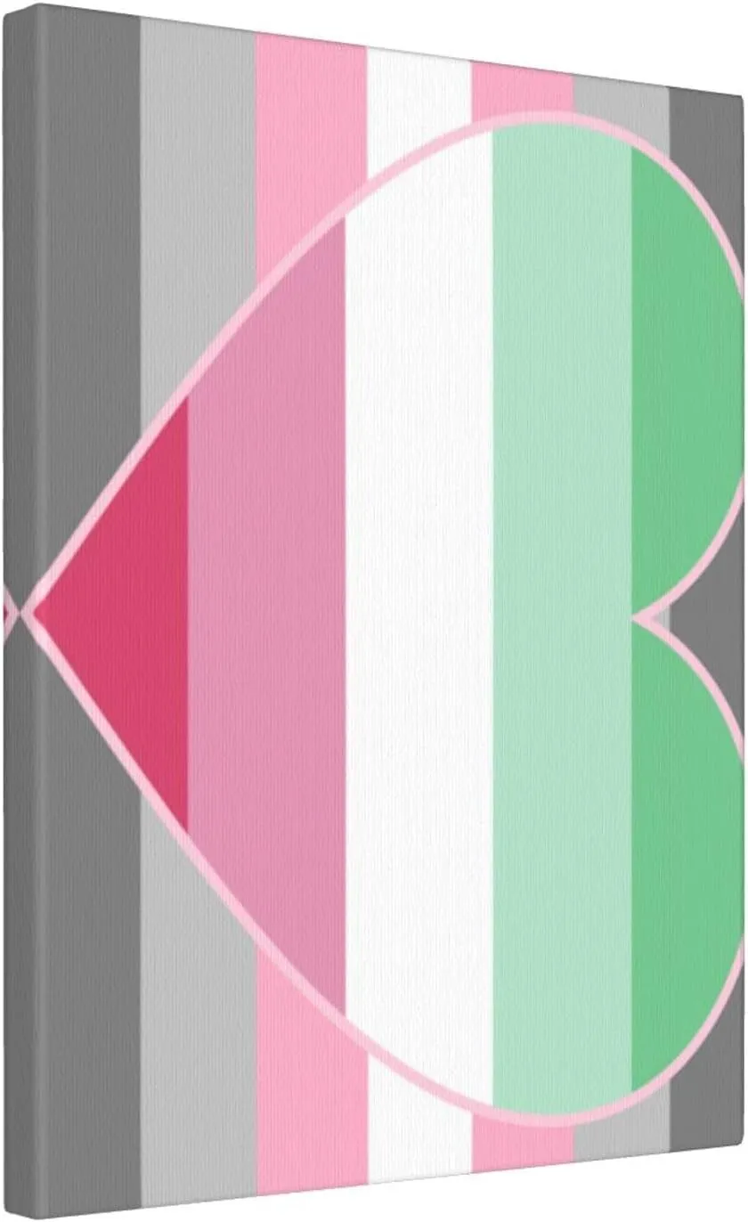 Rqwaaed Demigirl Abro-Pride Flag LGBTQ 16x20 inch Canvas Wall Art Print Home Wall Decorations for Living Room Bedroom Unframed Decor