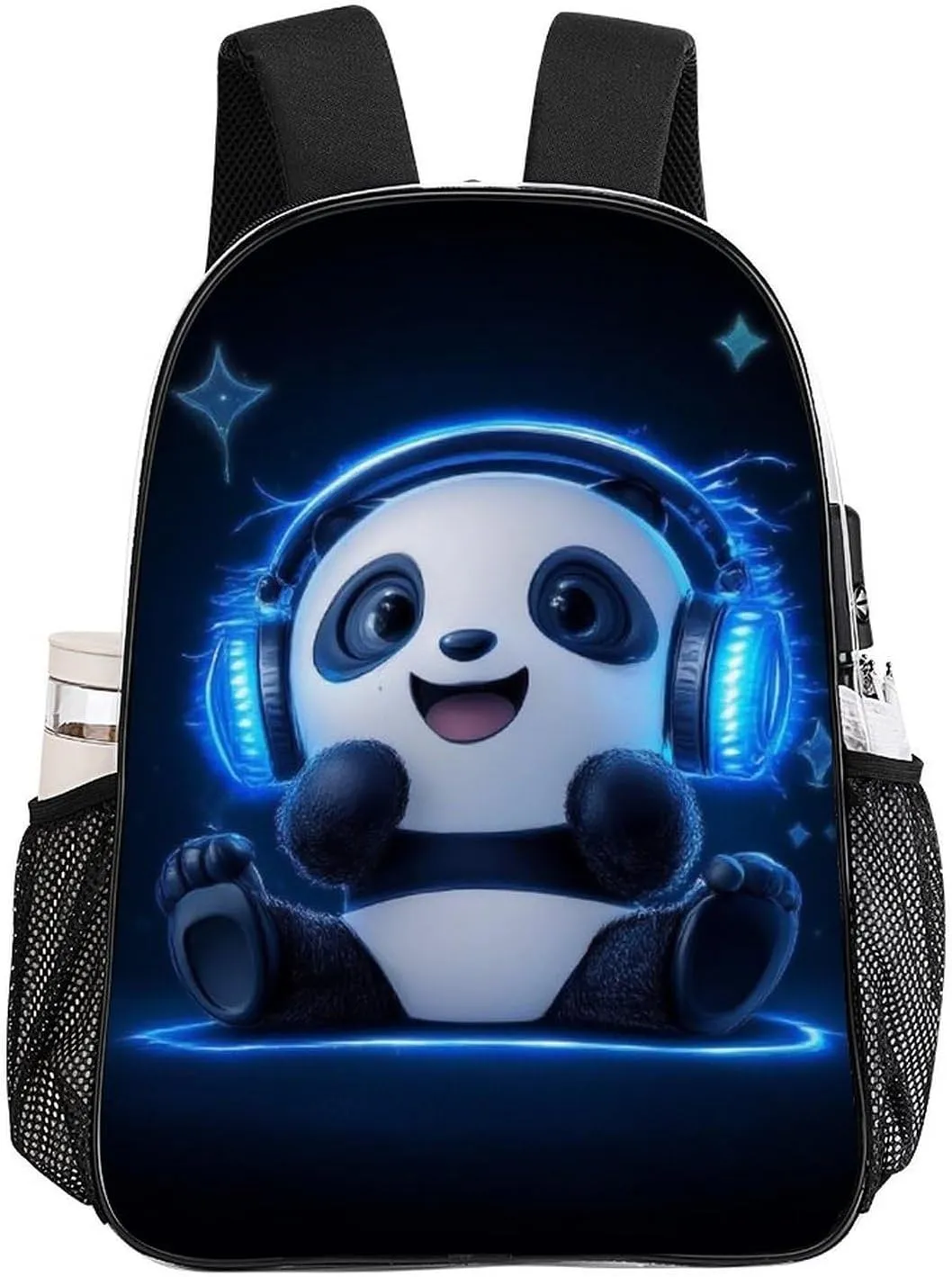Rucksack Anti-Theft Multipurpose Large Capacity Carry On Bag - Black And White Panda Animal Headphones Music Cute Panda Travel Hiking Day Pack Transparent Bag