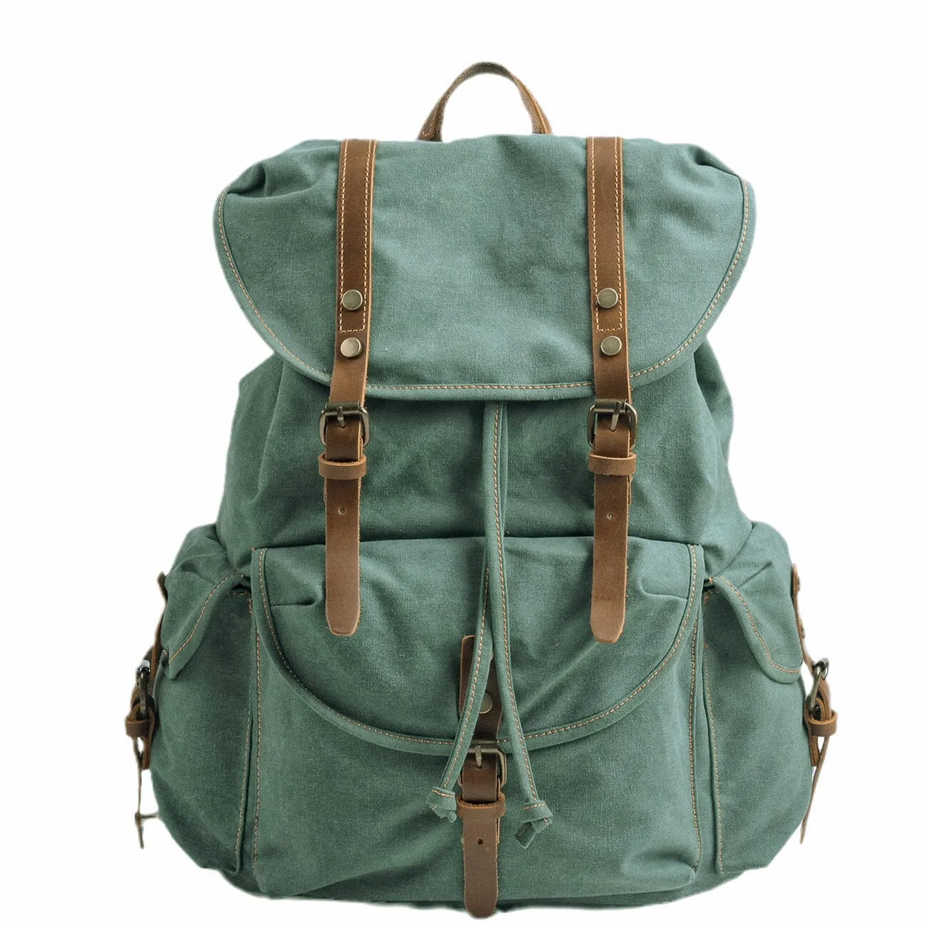 Rugged Military Canvas Backpack with Multiple Pockets