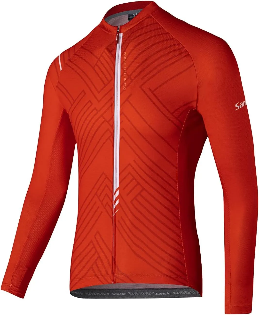 Santic Cycling Jersey Men's Long Sleeve Bike Reflective Full Zip Bicycle Shirts with Pockets