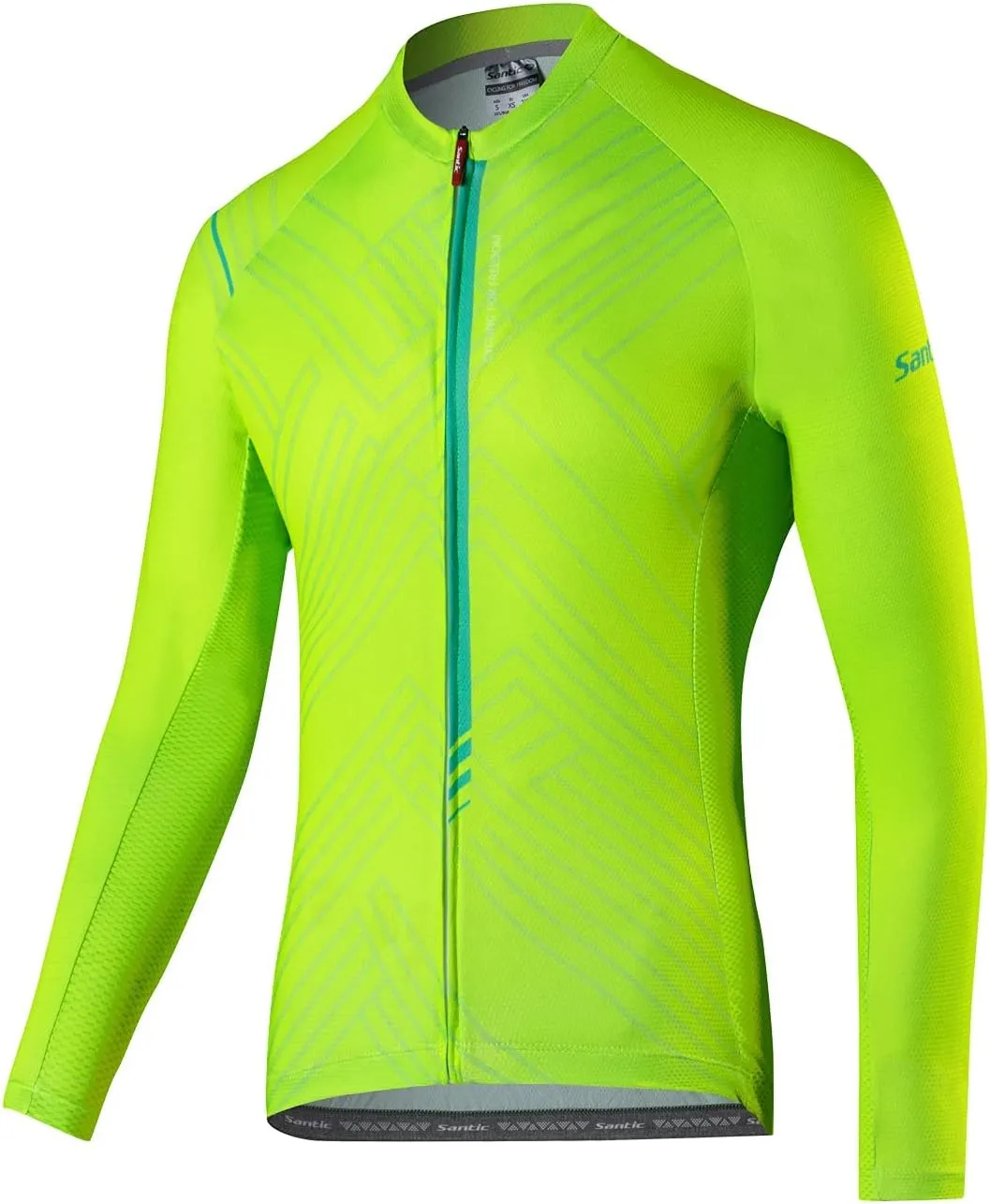Santic Cycling Jersey Men's Long Sleeve Bike Reflective Full Zip Bicycle Shirts with Pockets