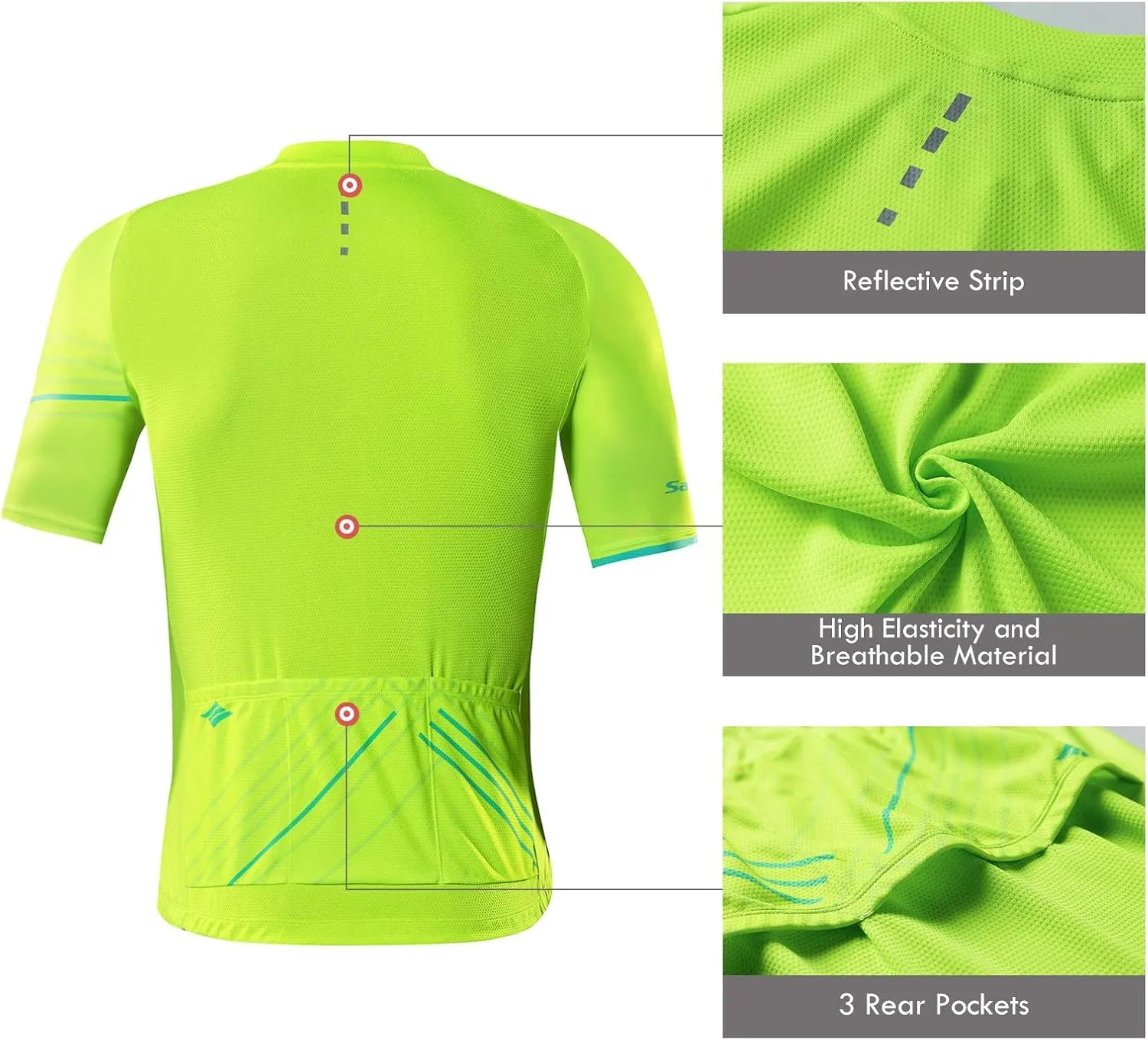Santic Cycling Jersey Men's Short Sleeve Tops Mountain Biking Shirts Bicycle Jacket with Pockets …