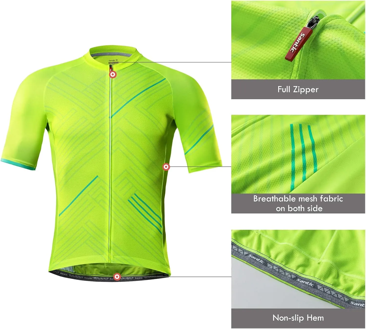 Santic Cycling Jersey Men's Short Sleeve Tops Mountain Biking Shirts Bicycle Jacket with Pockets …