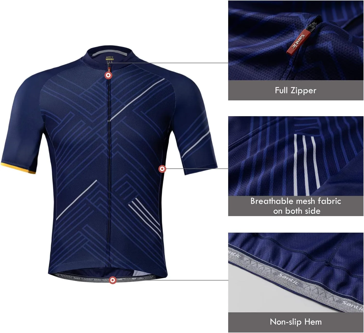 Santic Men’s Cycling Jersey Short Sleeve Bike Shirts for Men Bicycle Jacket with Pockets Breathable & Quick Dry Yorkson